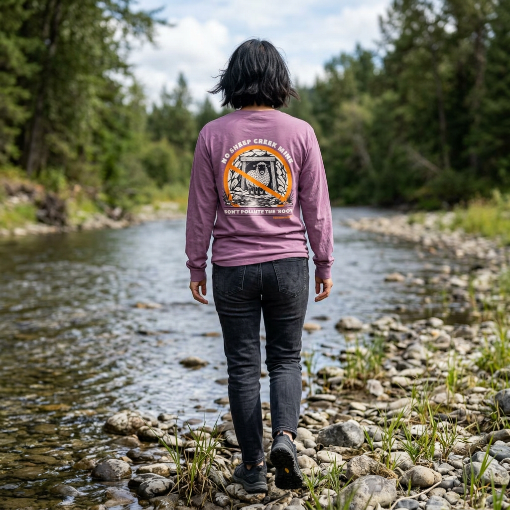 No Sheep Creek Mine, Don’t Pollute The Root, image on the back - Unisex Long Sleeve