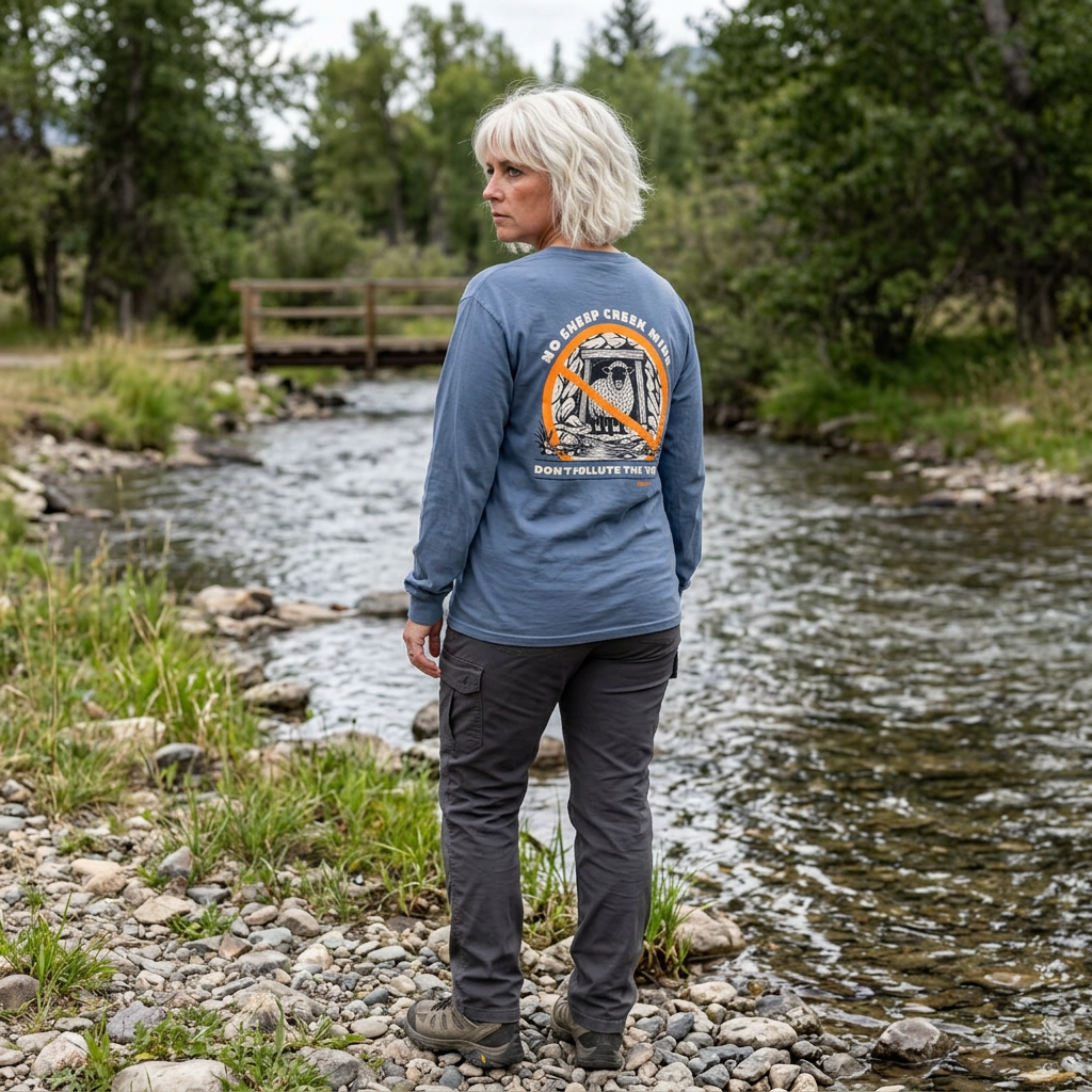 No Sheep Creek Mine, Don’t Pollute The Root, image on the back - Unisex Long Sleeve