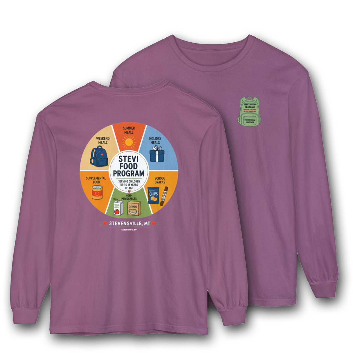 Stevi Food Program in the round, image on the back - Unisex Long Sleeve