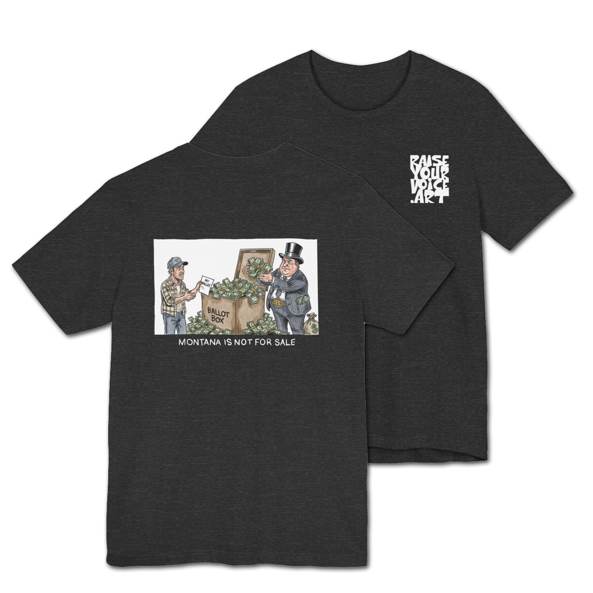 Montana Plan Ballot Box, image on back, unisex tee