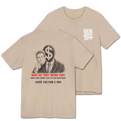 The Montana Plan, Who Do They Work For?, image on the back, Unisex Jersey Short Sleeve Tee