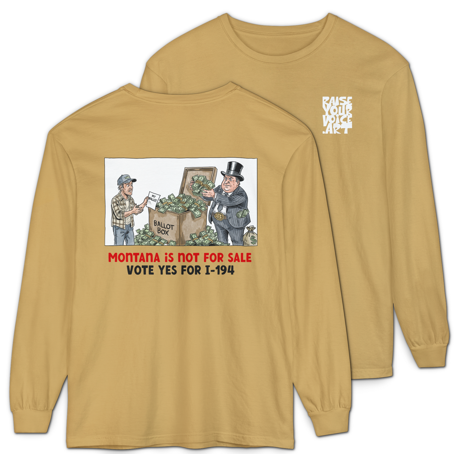 The Montana Plan, Ballot Box, image on back - Unisex Long Sleeve
