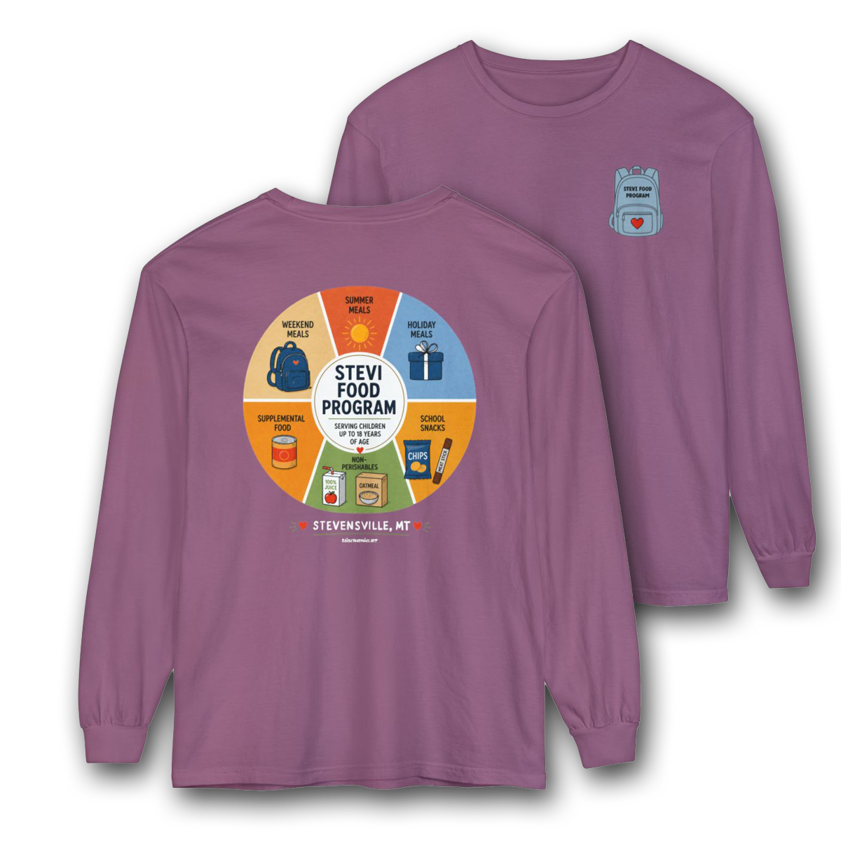 Stevi Food Program in the round, image on the back - Unisex Long Sleeve