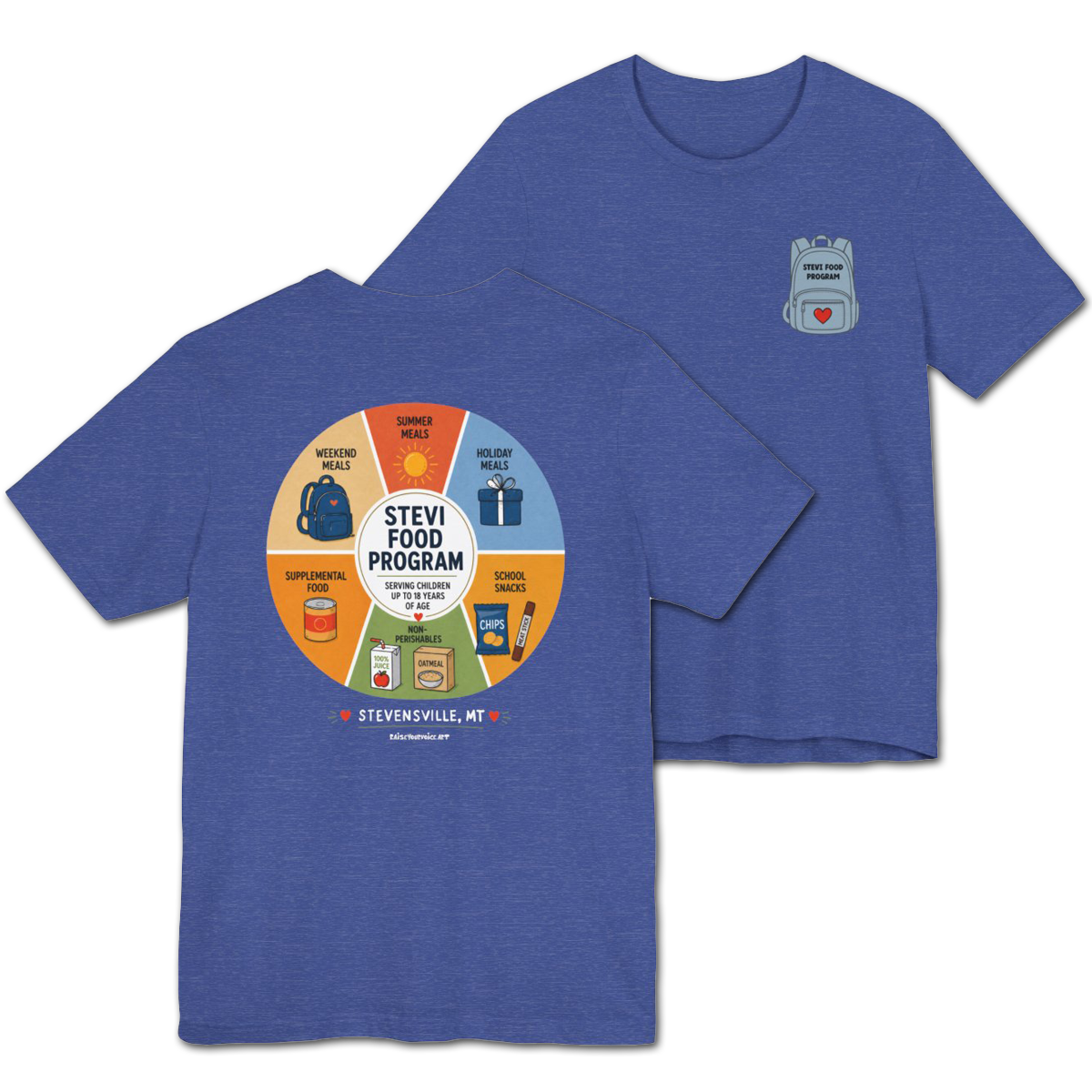 Stevi Food Program in the round, image front and bak – Unisex Jersey Short Sleeve Tee