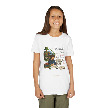 Coding For Kids Minecraft Design Create Explore  – Youth Short Sleeve Tee