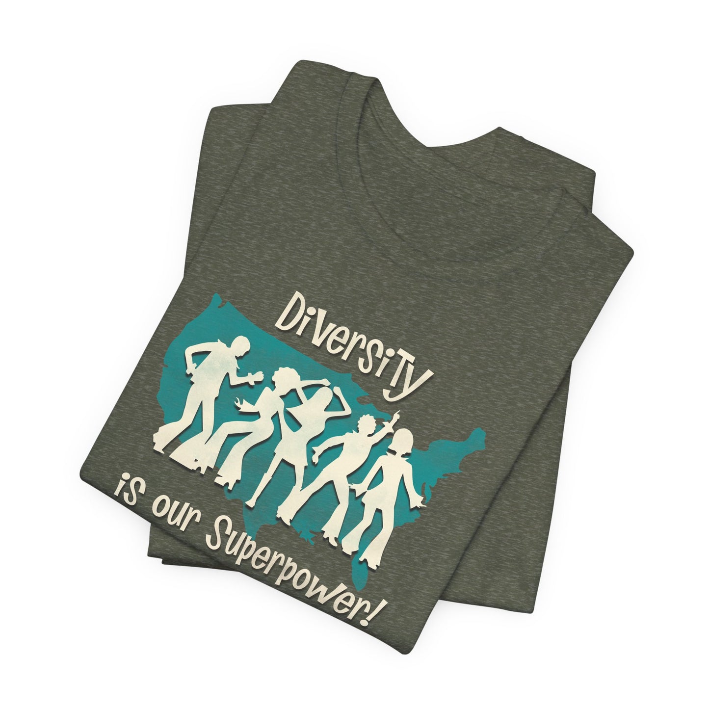 Diversity is our Superpower, 1970's dance party, unisex tee