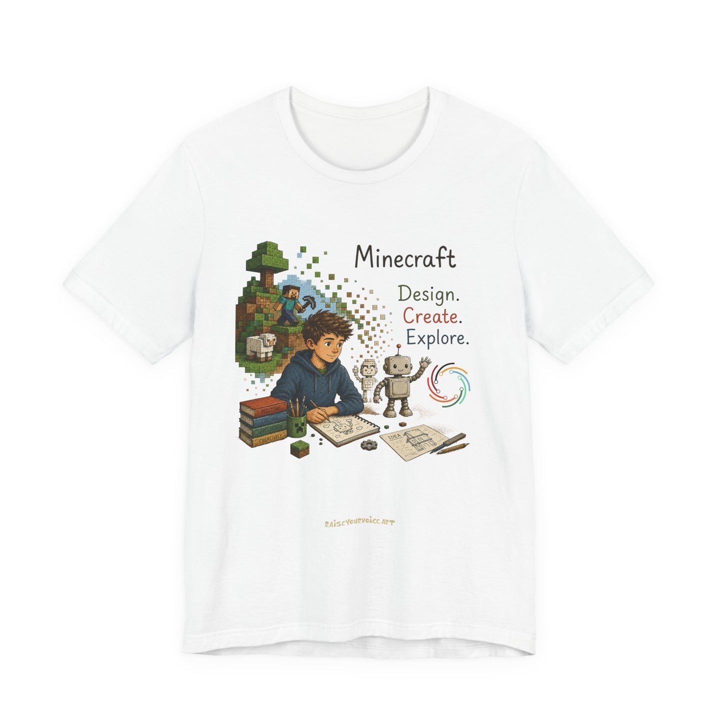 Coding for Kids Minecraft Design Create Explore  – Unisex Jersey Short Sleeve Tee