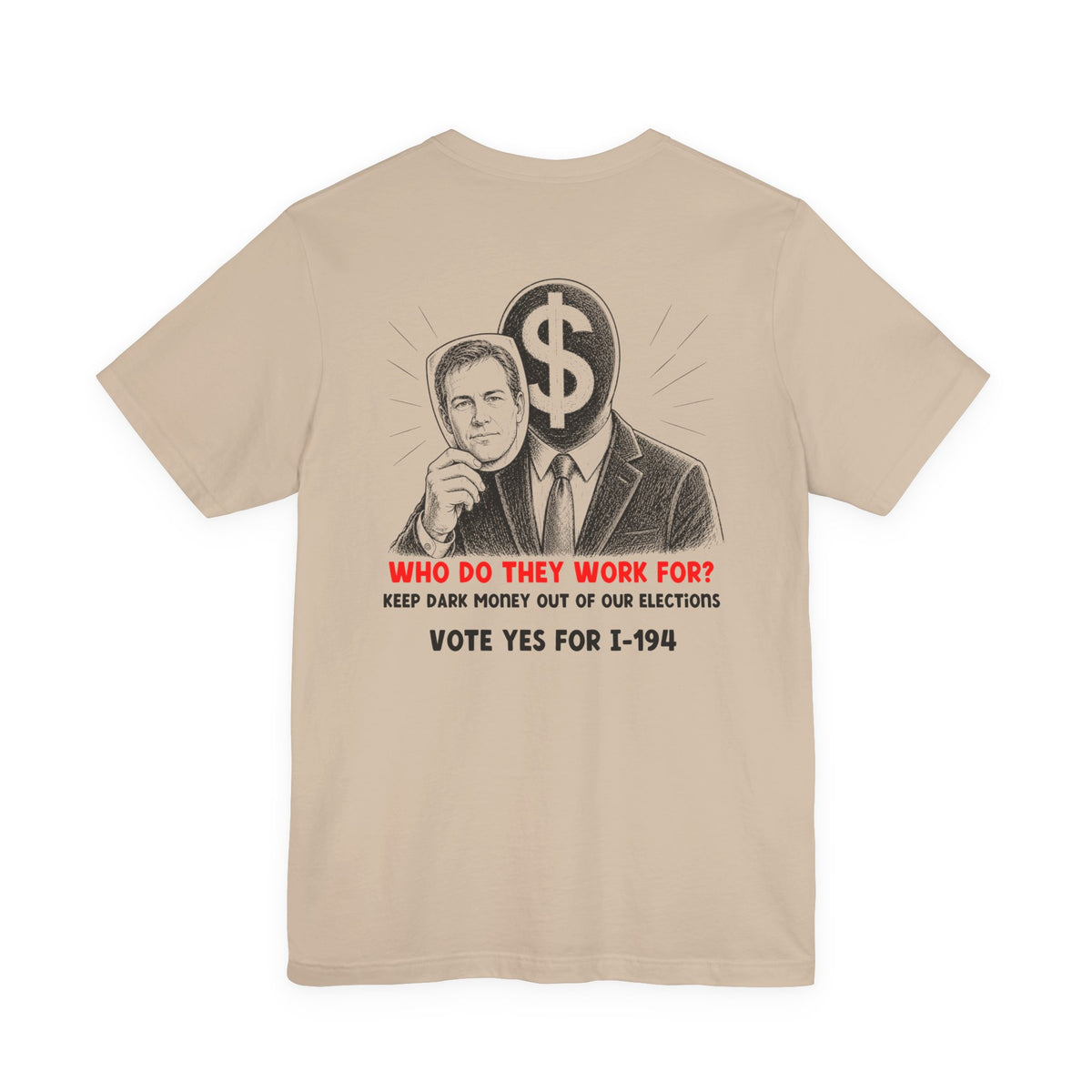 The Montana Plan, Who Do They Work For?, image on the back, Unisex Jersey Short Sleeve Tee