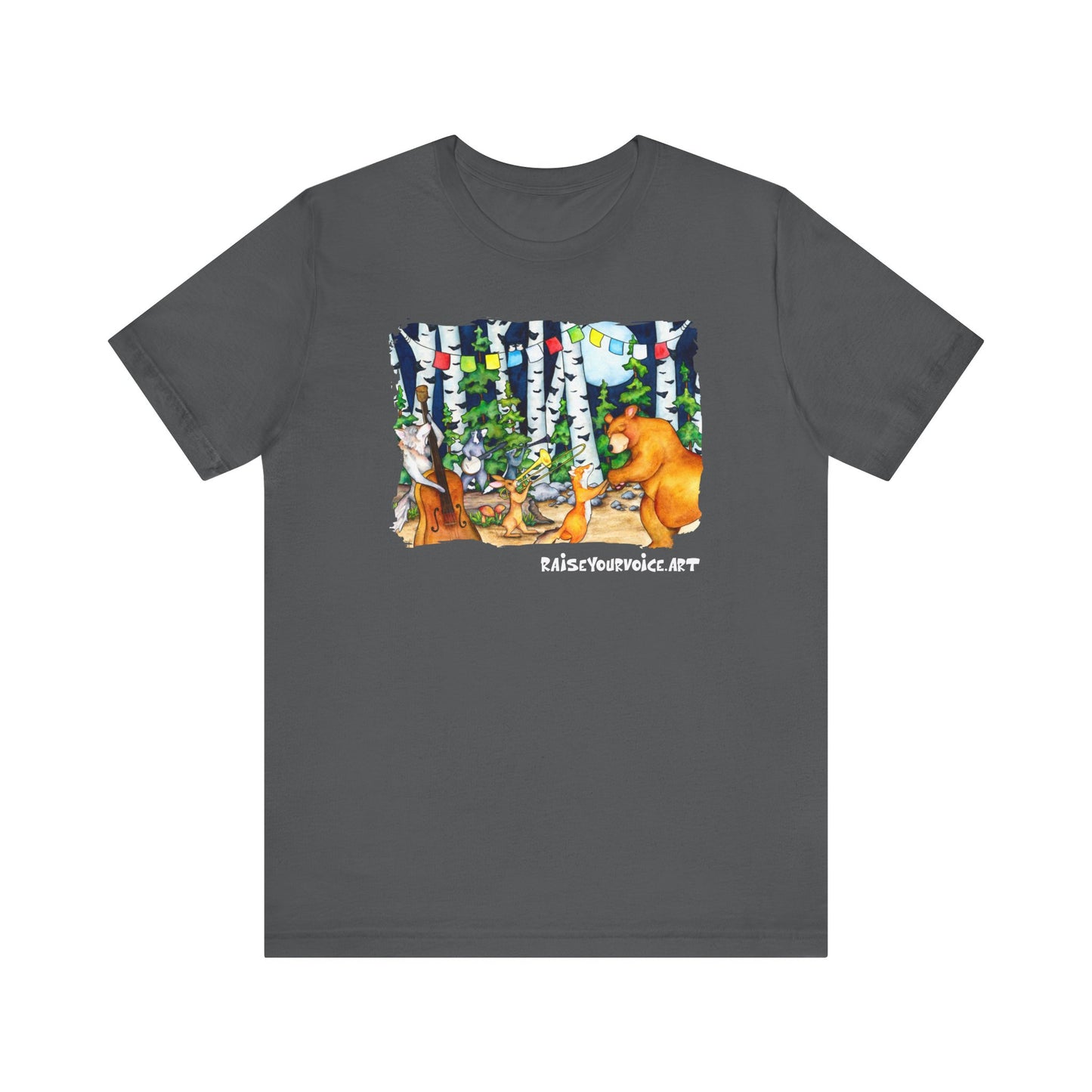 Celebrate Nature  Unisex Jersey Tee with Bear and Forest Design - Perfect for Outdoor Lovers