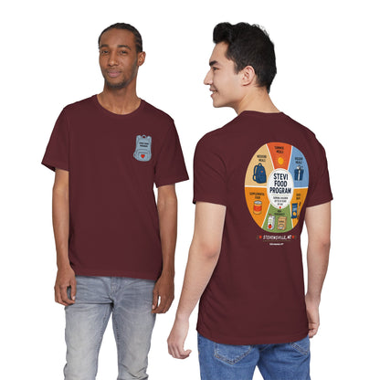Stevi Food Program in the round, image front and bak – Unisex Jersey Short Sleeve Tee