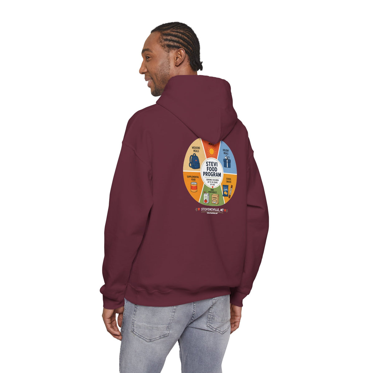 Stevi Food Program In The Round, image on the back – Unisex Heavy Blend™ Hooded Sweatshirt