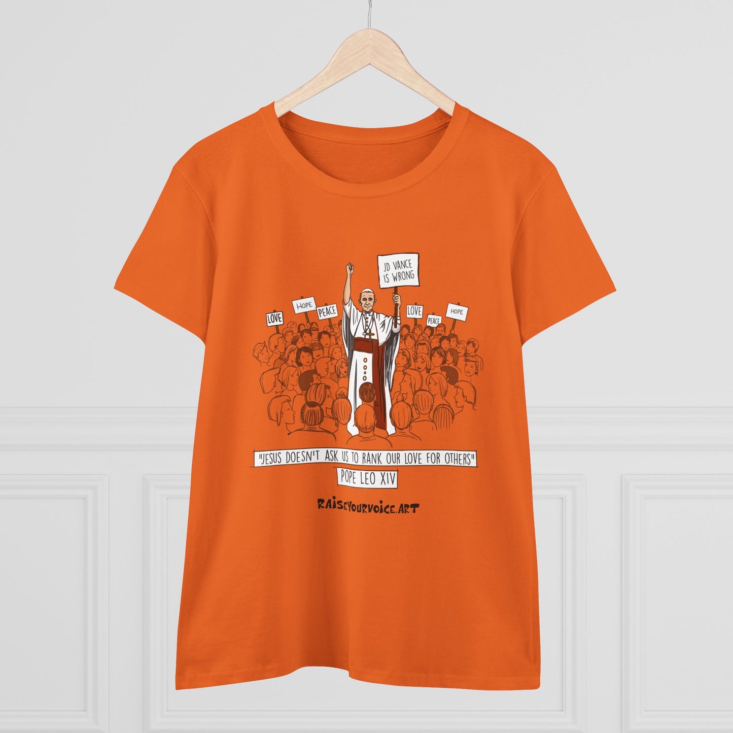Inspirational Pope Leo Women's Midweight Cotton Tee - 'Love for Others' Pop Leo XIV Design