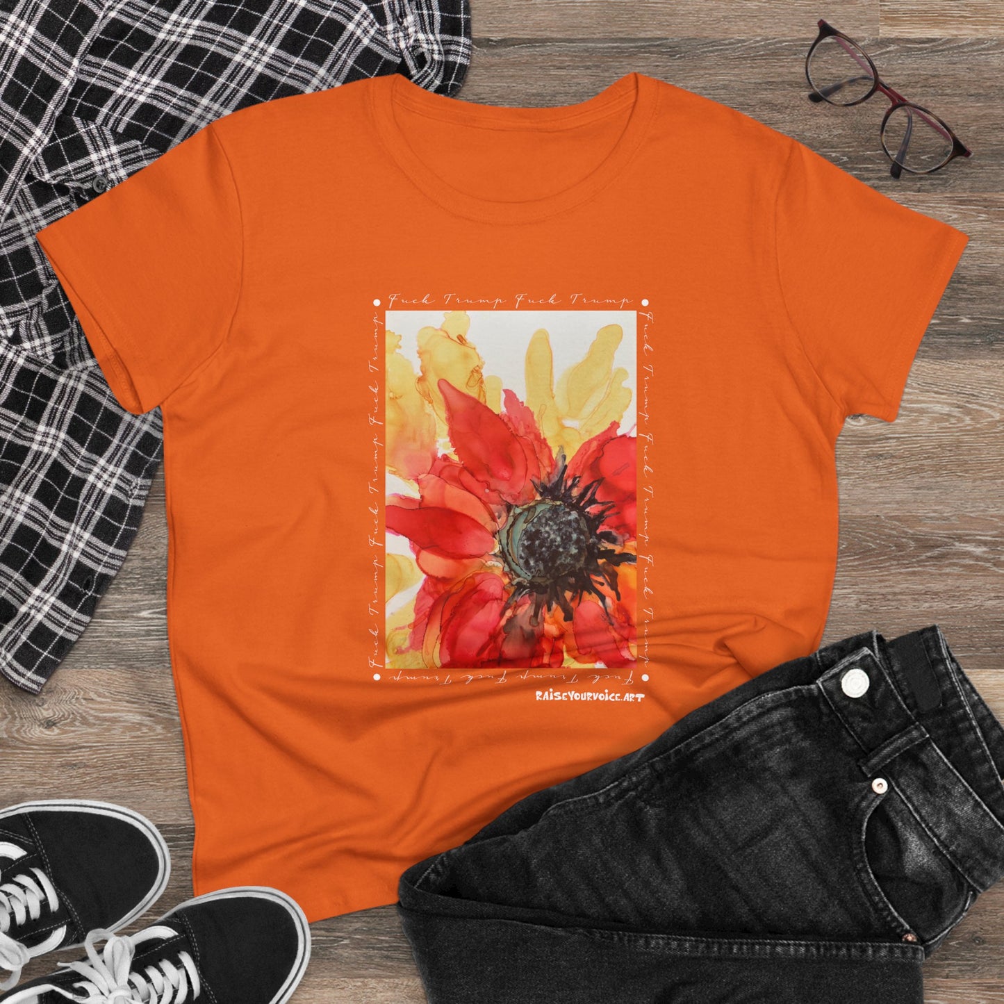 Women's Floral Midweight Cotton Tee, Comfortable Graphic Shirt, Summer Casual Wear, Gift for Her, Nature Lover's Fashion
