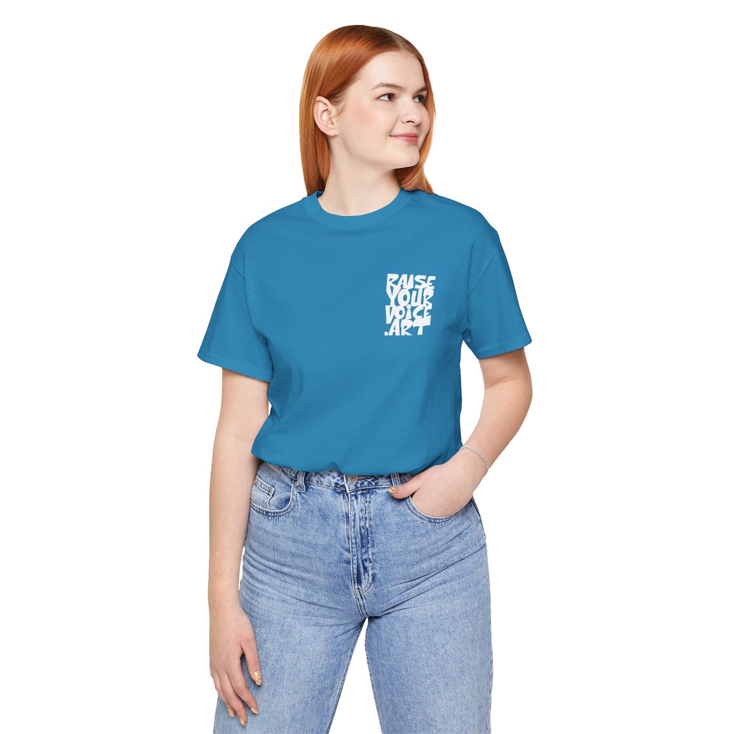 The Montana Plan, Real People, Who Do They Work For? image on the back, Unisex Jersey Short Sleeve Tee