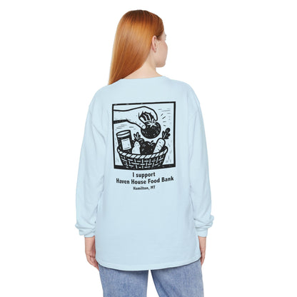 I support Haven House Food Bank – for all who enter, long sleeve tee