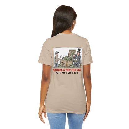 The Montana Plan, Ballot Box, image on the back, Unisex Jersey Short Sleeve Tee
