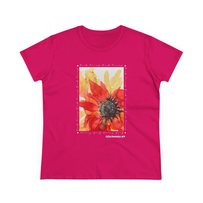 Women's Floral Midweight Cotton Tee, Comfortable Graphic Shirt, Summer Casual Wear, Gift for Her, Nature Lover's Fashion