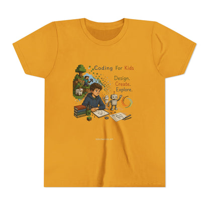 Coding For Kids Game Design Create Explore  – Youth Short Sleeve Tee