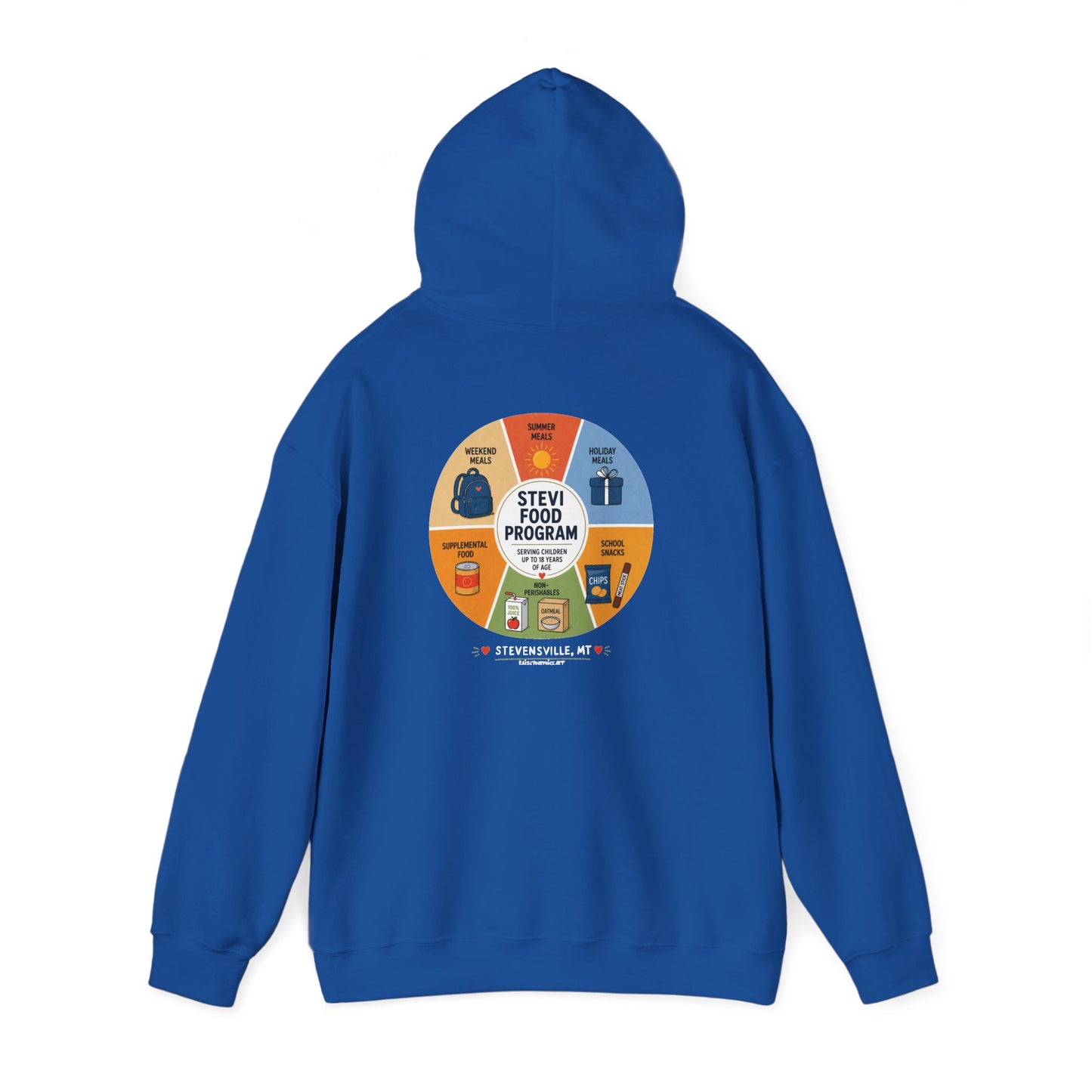 Stevi Food Program In The Round, image on the back – Unisex Heavy Blend™ Hooded Sweatshirt