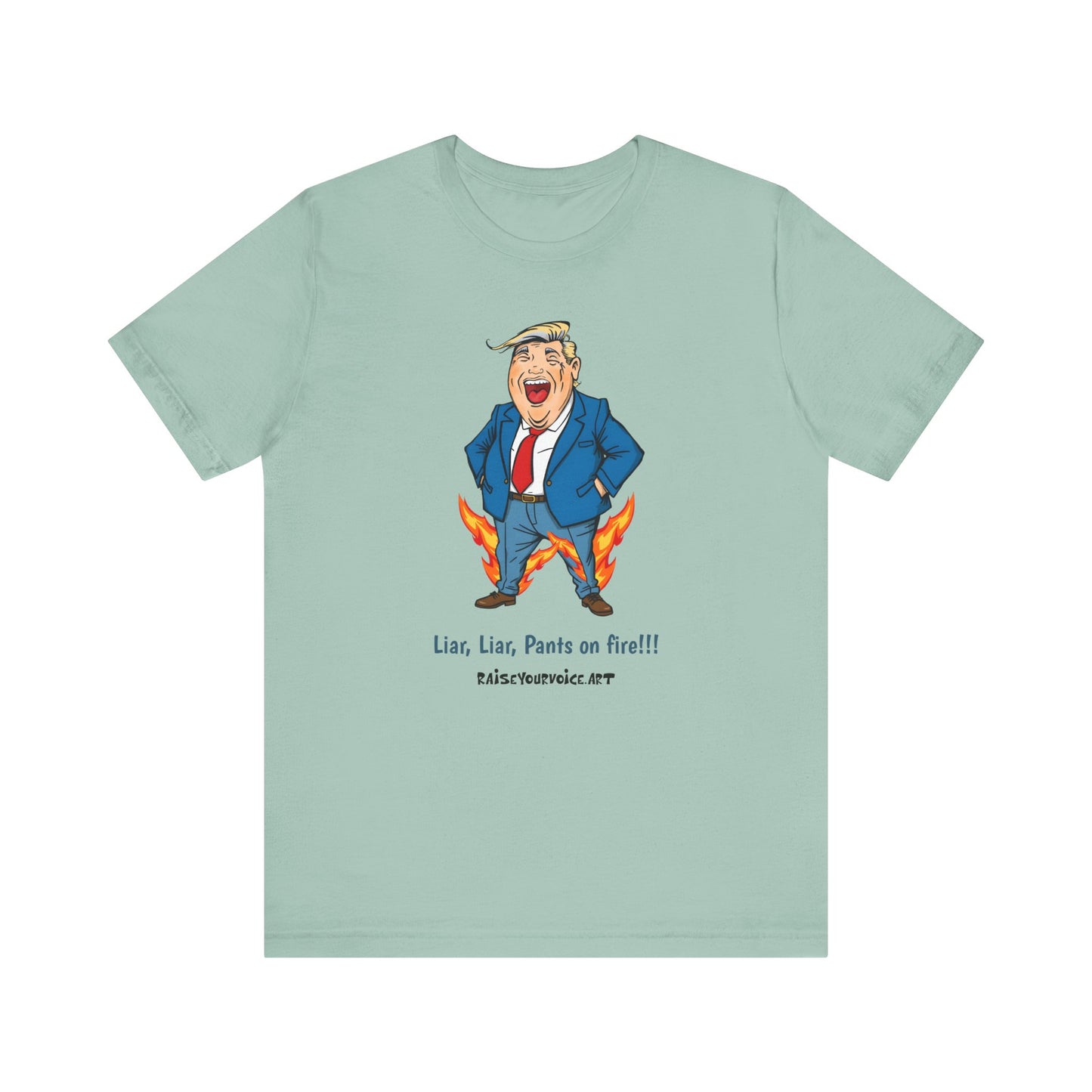 Funny Liar T-Shirt - Unisex Jersey Short Sleeve Tee with Humorous Political Cartoon