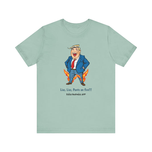 Funny Liar T-Shirt - Unisex Jersey Short Sleeve Tee with Humorous Political Cartoon