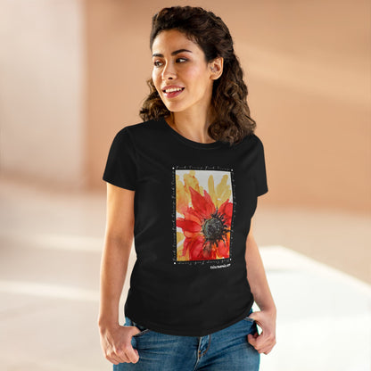 Women's Floral Midweight Cotton Tee, Comfortable Graphic Shirt, Summer Casual Wear, Gift for Her, Nature Lover's Fashion