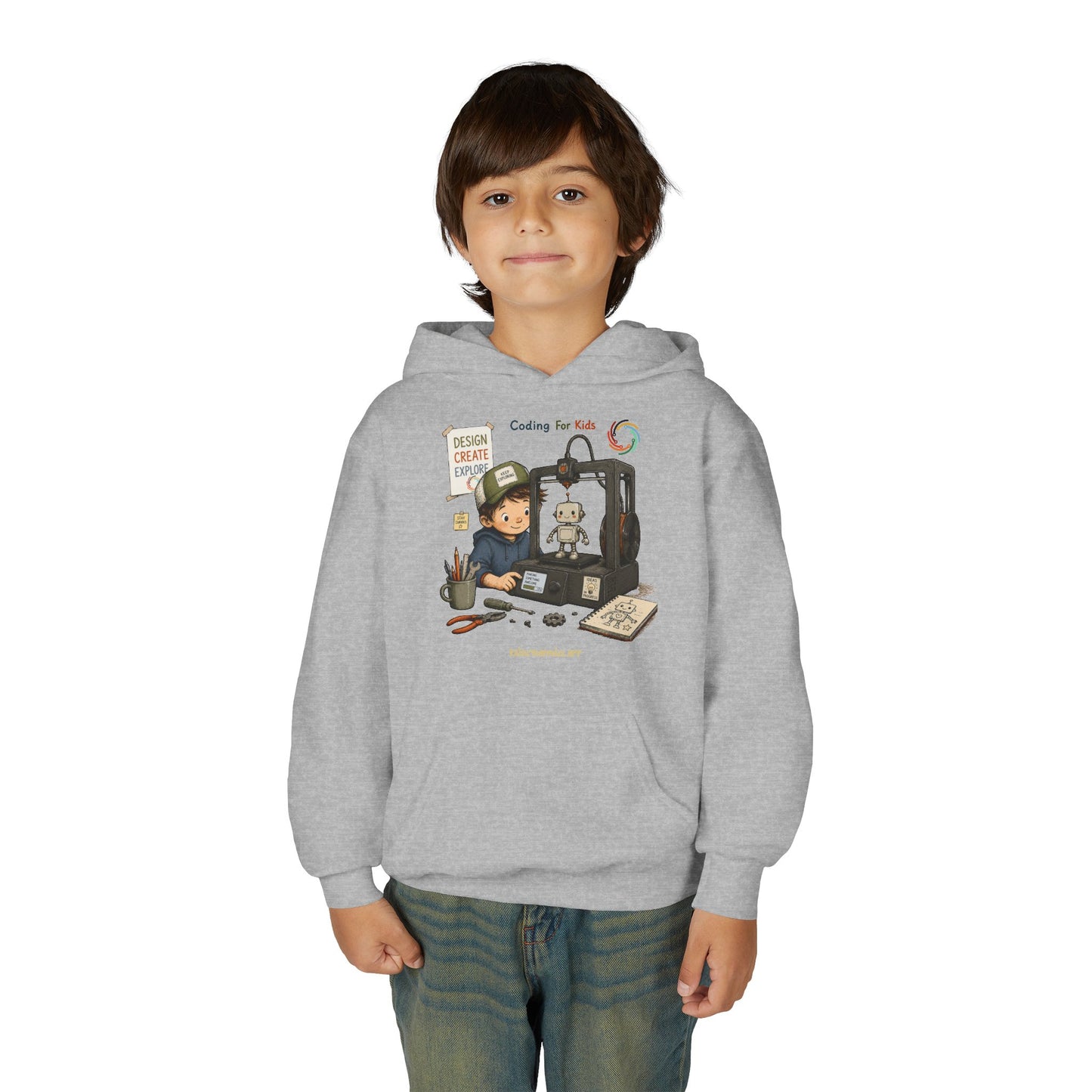 Coding for Kids 3D printing – Youth Heavy Blend Hooded Sweatshirt
