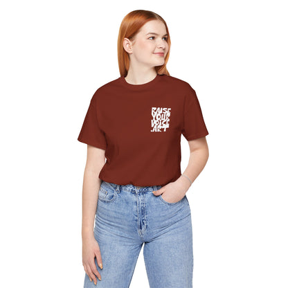 The Montana Plan, Real People, image on the back, Unisex Jersey Short Sleeve Tee