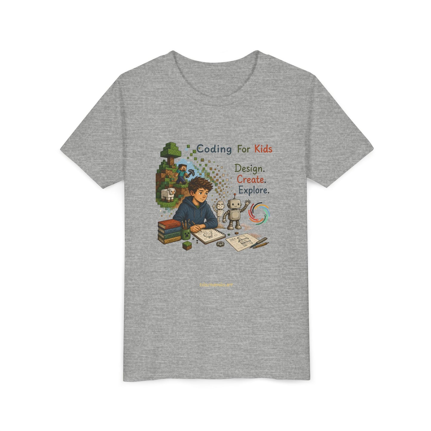 Coding For Kids Game Design Create Explore  – Youth Short Sleeve Tee