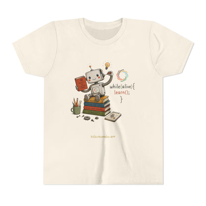 Coding for Kids while (alive) {learn ();} – Youth Short Sleeve Tee