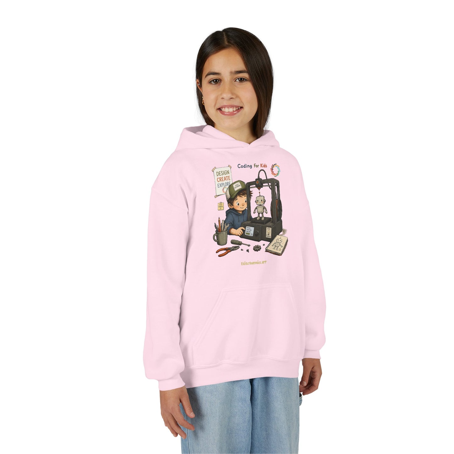 Coding for Kids 3D printing – Youth Heavy Blend Hooded Sweatshirt