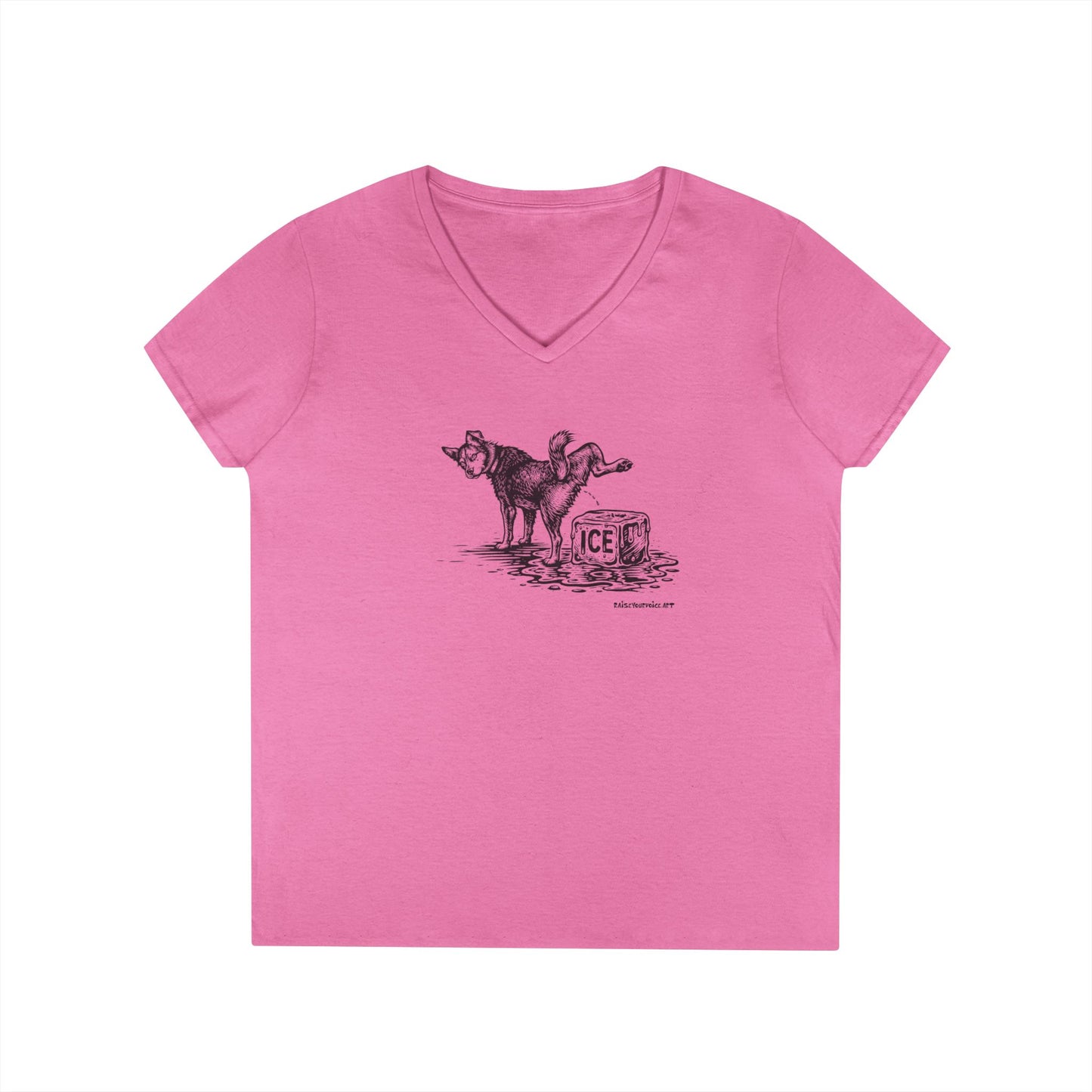 Methods of Resistance: Persistent Pressure, dogs against ice, women's v neck tee