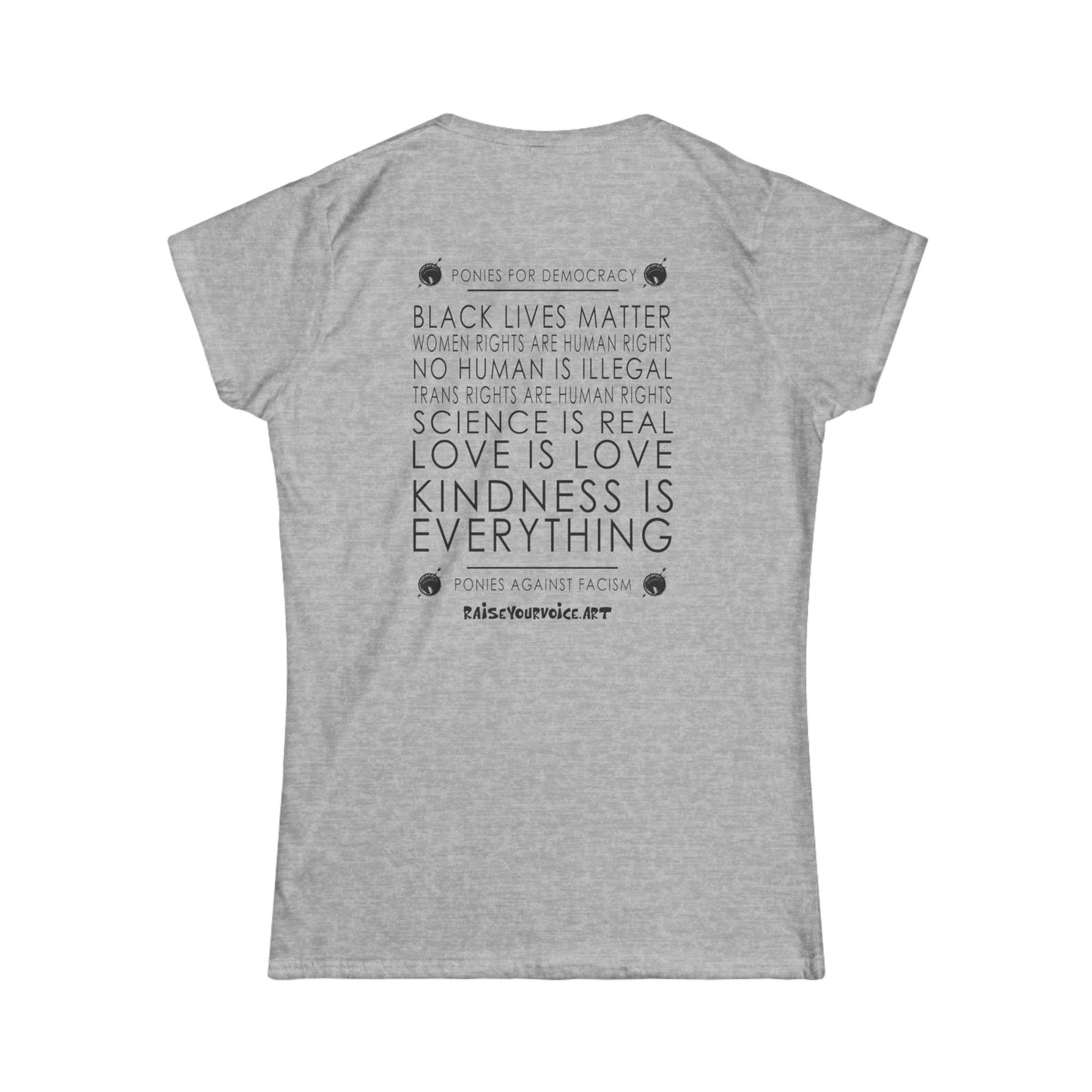 The Blue Pony Club - women's  Softstyle Tee - Blue Pony Club & Equality Messages