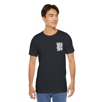 The Montana Plan, Real People, image on the back, Unisex Jersey Short Sleeve Tee