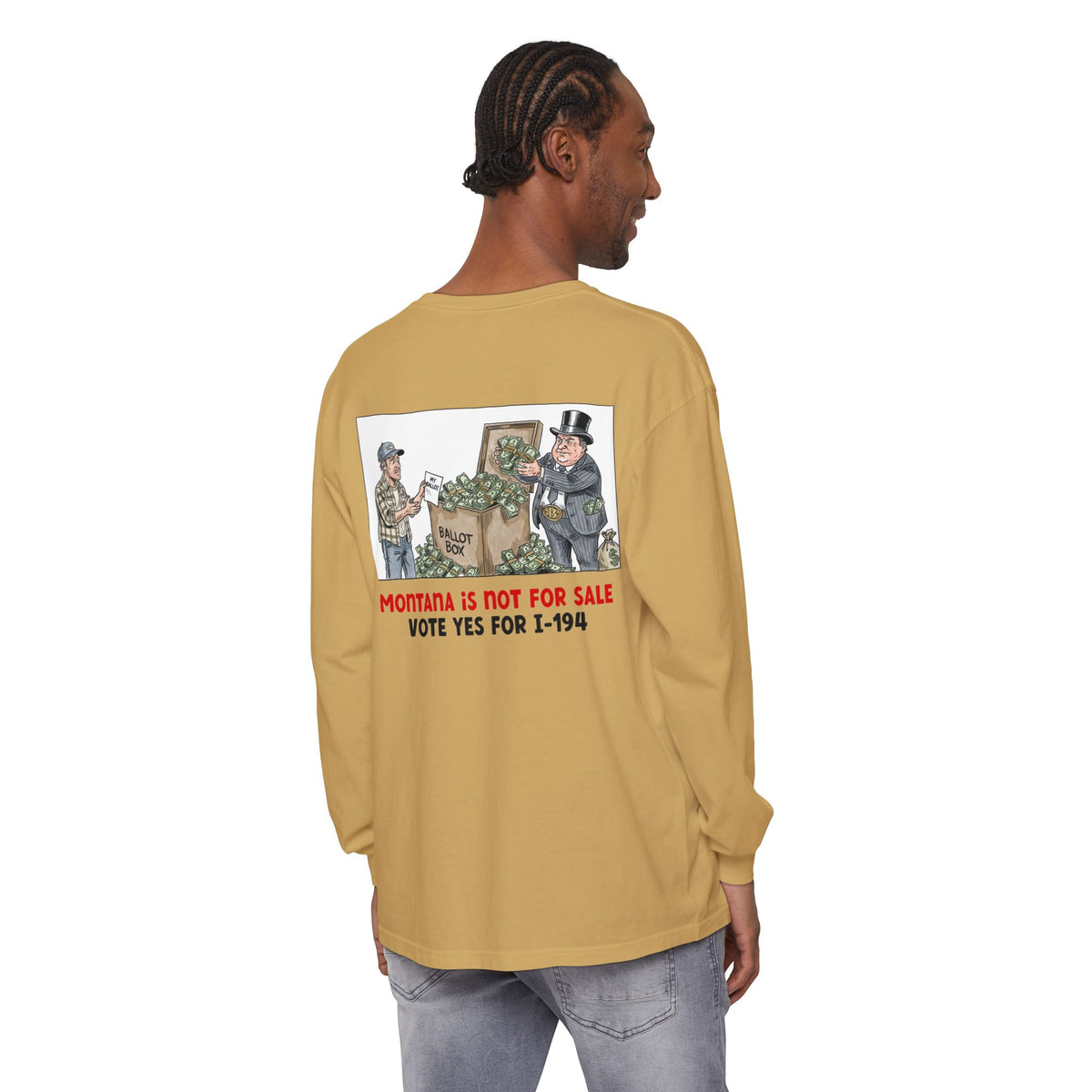 The Montana Plan, Ballot Box, image on back - Unisex Long Sleeve