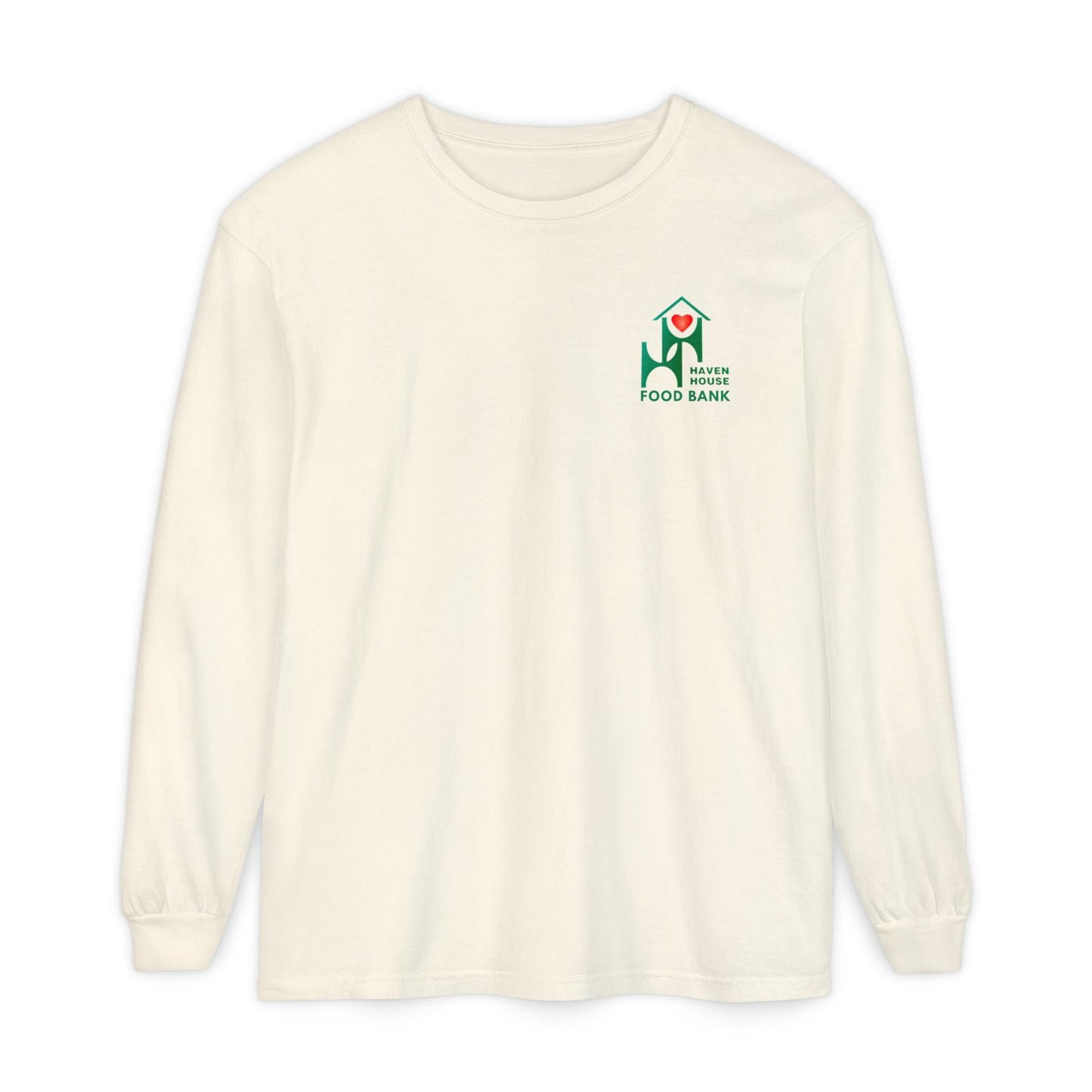 I support Haven House Food Bank – for all who enter, long sleeve tee