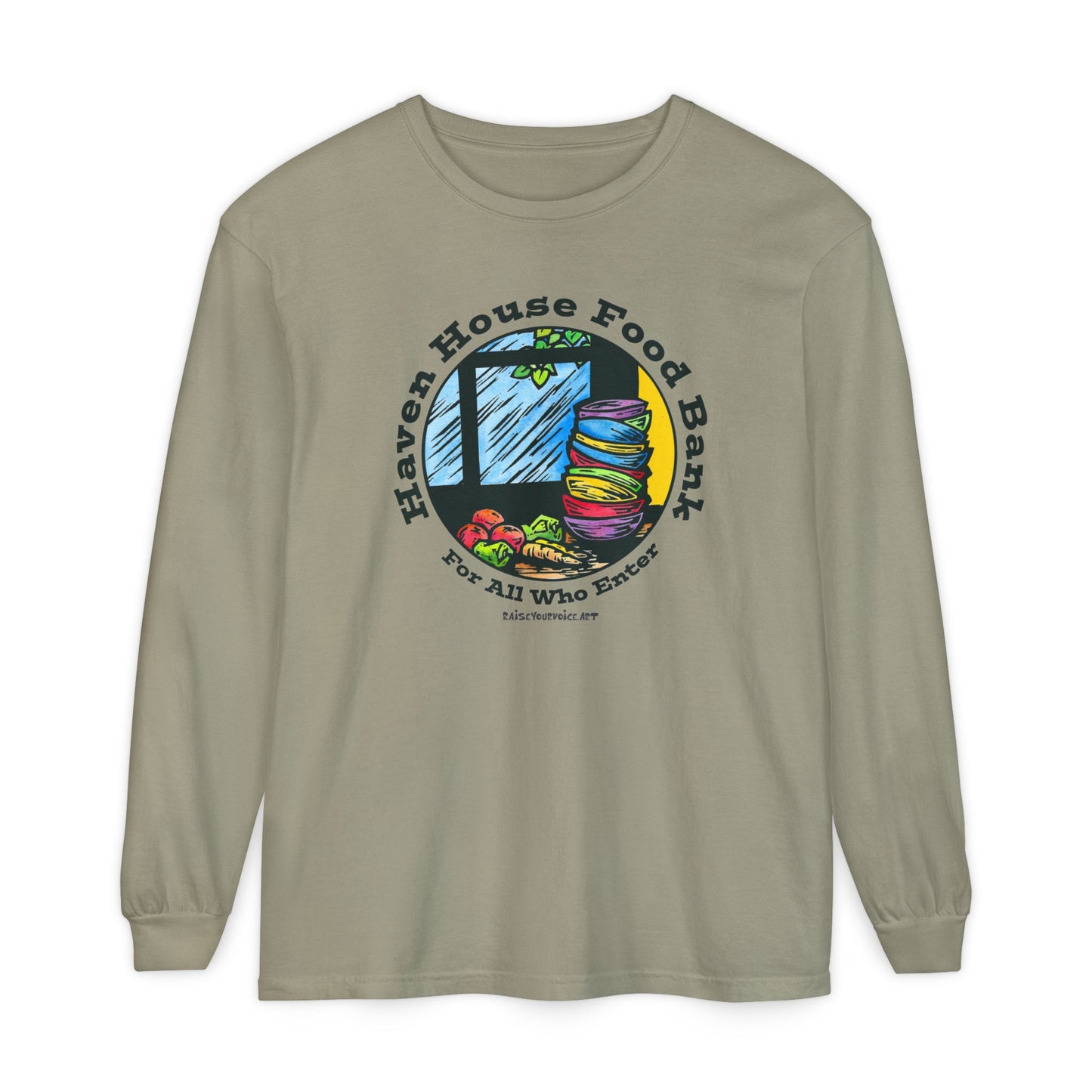 Haven House Food Bank – for all who enter – kitchen, long sleeve tee