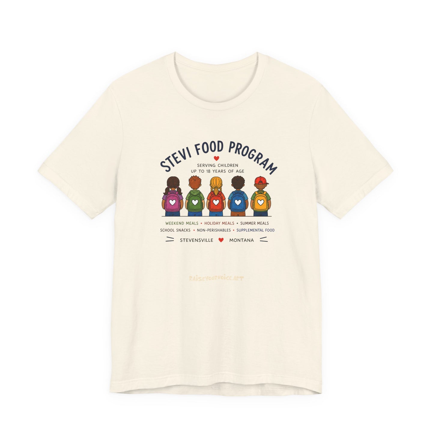 Stevi Food Program Backpacks – Unisex Jersey Short Sleeve Tee