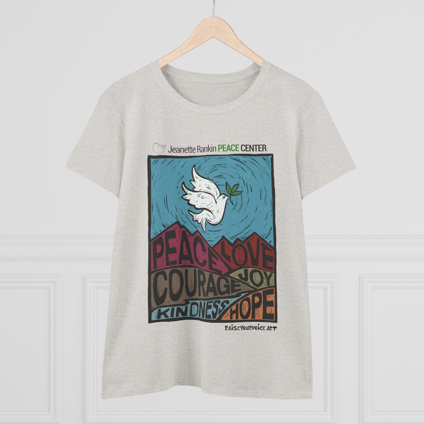 Jeanette Rankin Peace Center Women's Midweight Cotton Tee