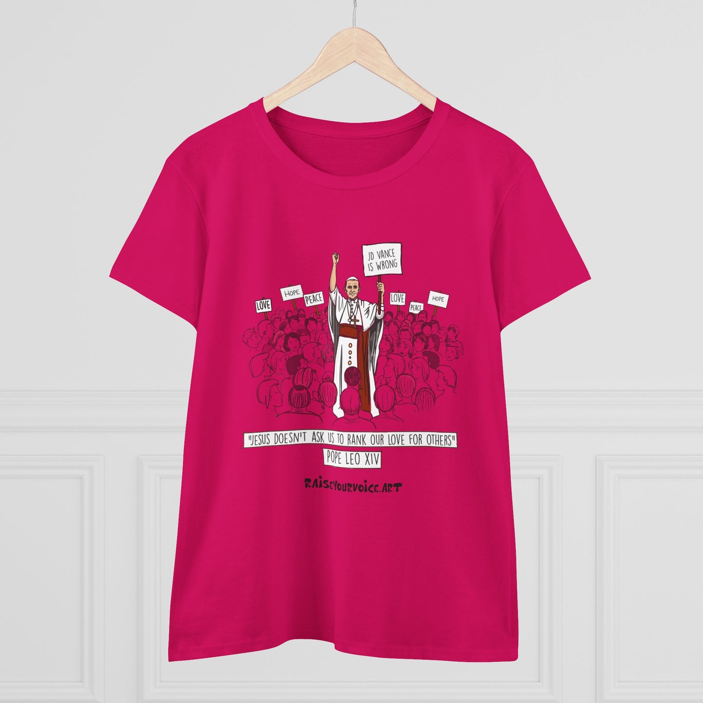 Inspirational Pope Leo Women's Midweight Cotton Tee - 'Love for Others' Pop Leo XIV Design