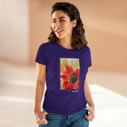 Women's Floral Midweight Cotton Tee, Comfortable Graphic Shirt, Summer Casual Wear, Gift for Her, Nature Lover's Fashion