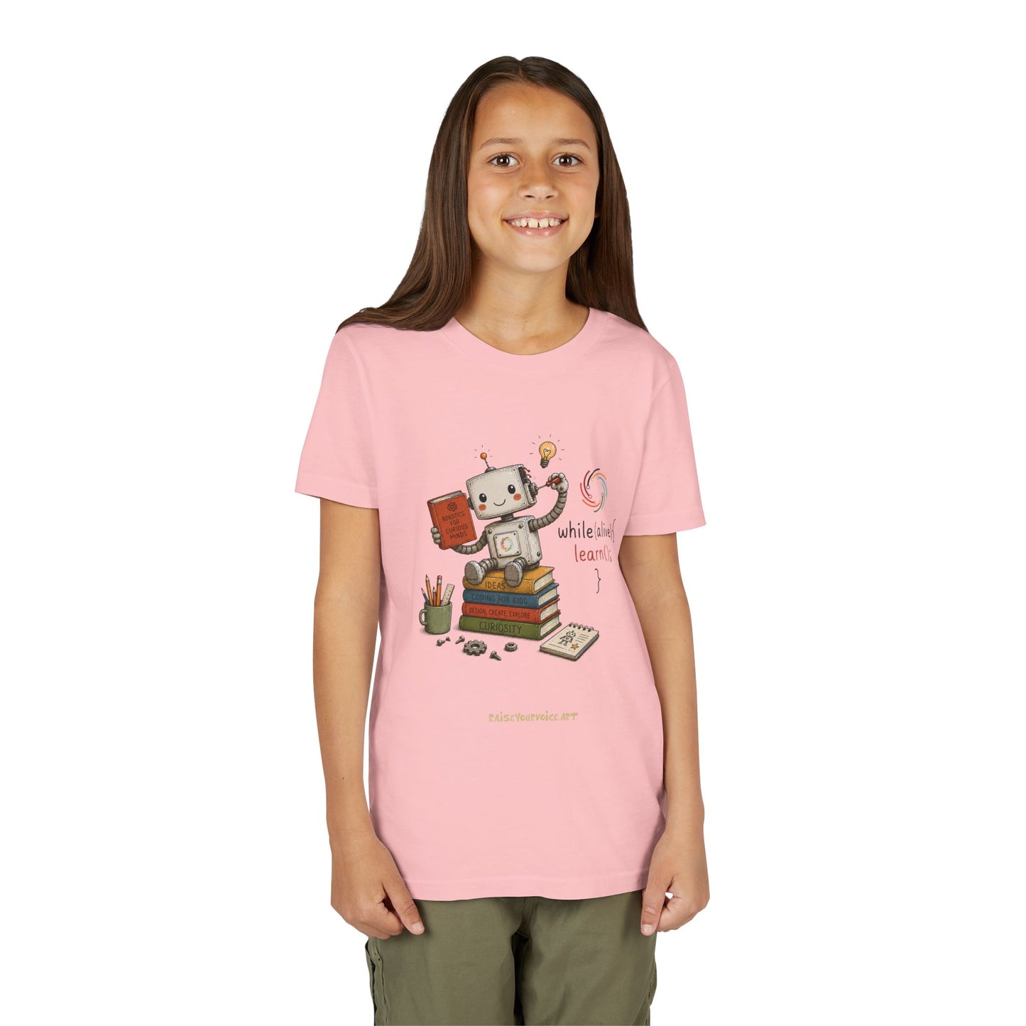 Coding for Kids while (alive) {learn ();} – Youth Short Sleeve Tee