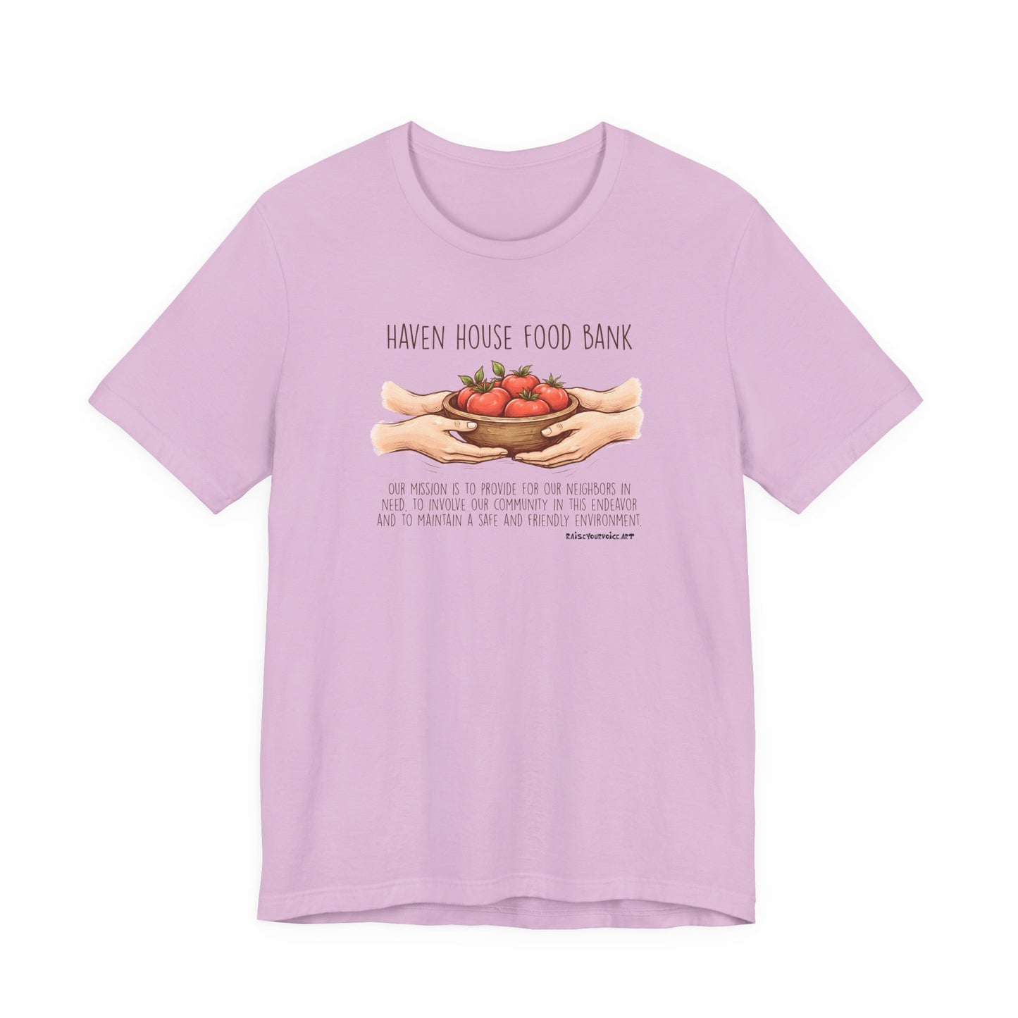 Haven House Food Bank mission statement, unisex tee