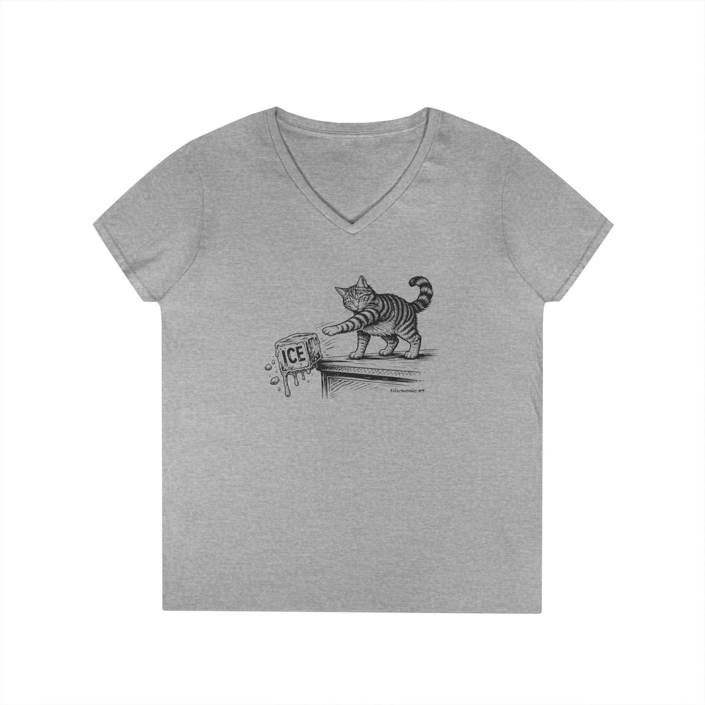 Methods of Resistance: Refusal, cats against ice, women's v-neck tee