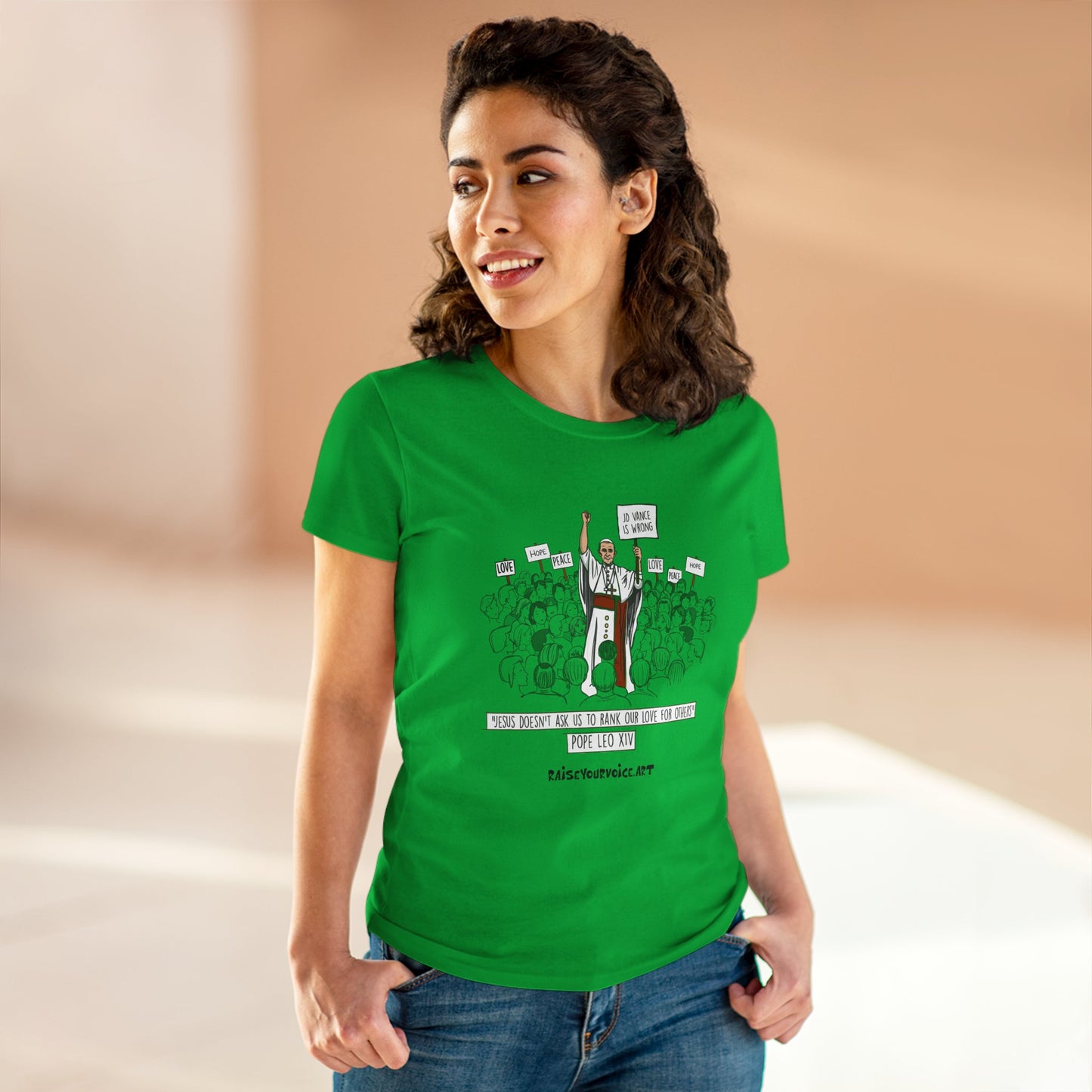 Inspirational Pope Leo Women's Midweight Cotton Tee - 'Love for Others' Pop Leo XIV Design