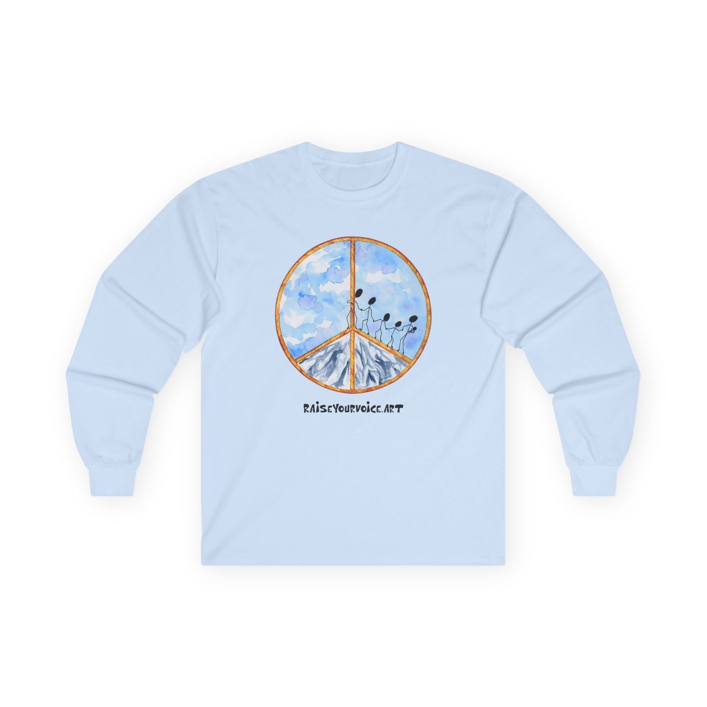 Peace sign and Peaceful Vibes Unisex Long Sleeve Tee - Cotton Mountain Design