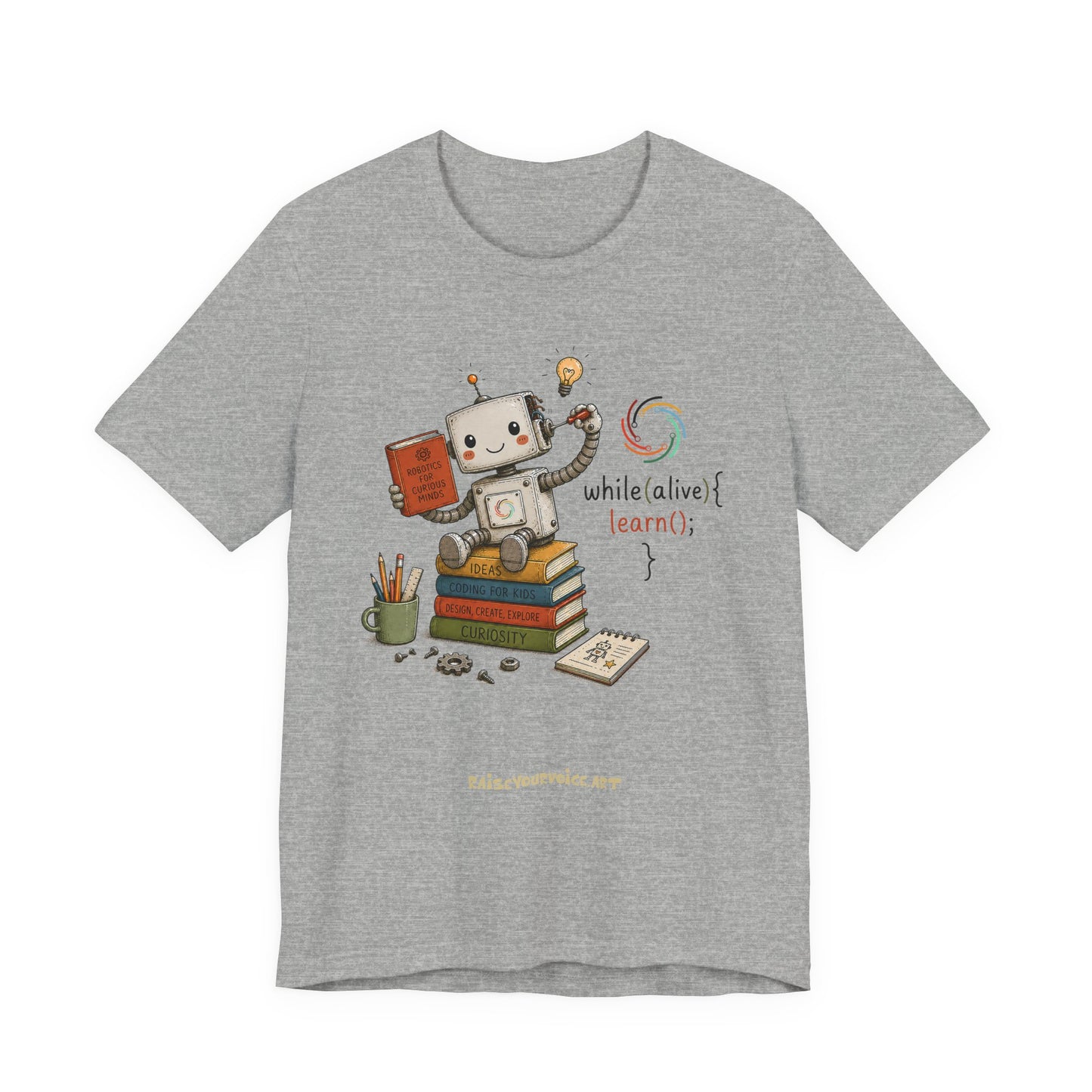 Coding for Kids while (alive) {learn ();} – Unisex Jersey Short Sleeve Tee