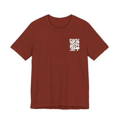 The Montana Plan, Real People, image on the back, Unisex Jersey Short Sleeve Tee