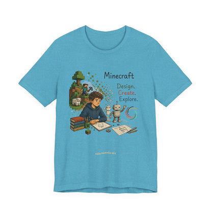 Coding for Kids Minecraft Design Create Explore  – Unisex Jersey Short Sleeve Tee