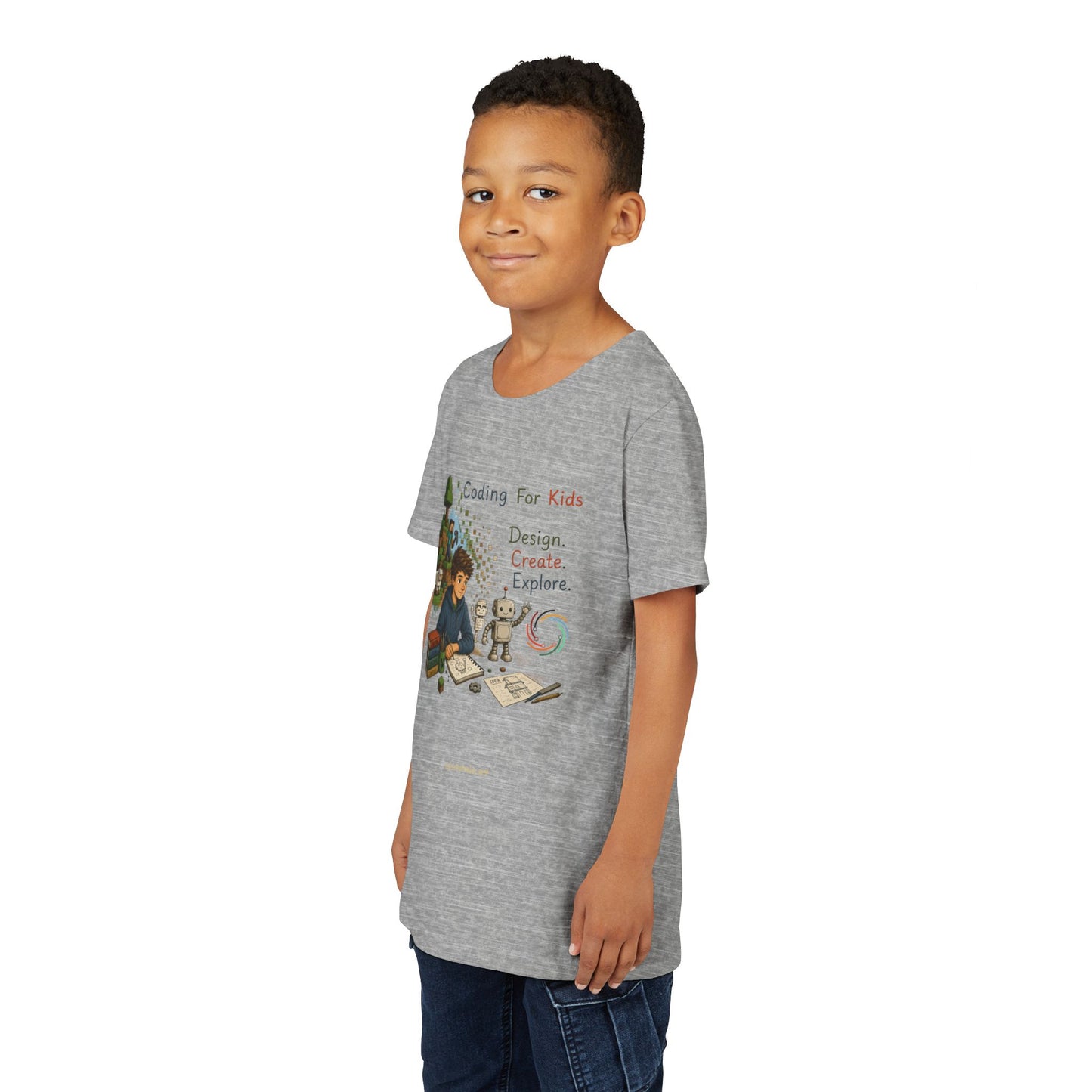 Coding For Kids Game Design Create Explore  – Youth Short Sleeve Tee